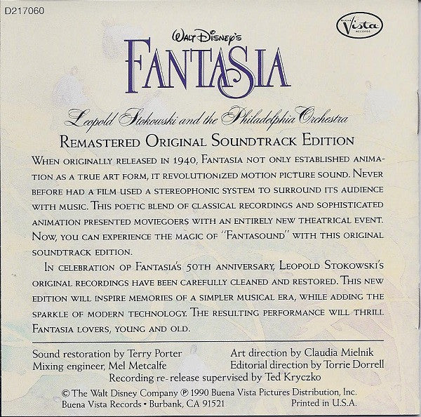 Leopold Stokowski And The The Philadelphia Orchestra : Walt Disney's Fantasia (Remastered Original Soundtrack Edition) (2xCD, Album, Club, RE, RM)