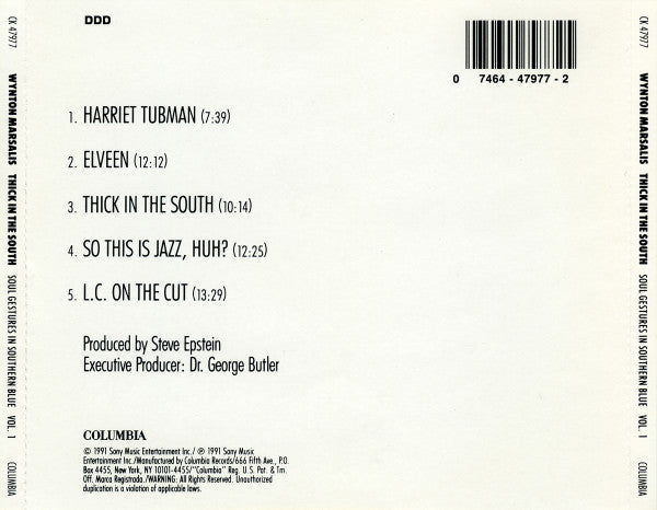 Wynton Marsalis : Thick In The South (Soul Gestures In Southern Blue Vol. 1) (CD, Album, Pit)