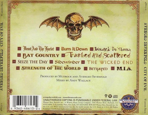 Avenged Sevenfold : City Of Evil (CD, Album)