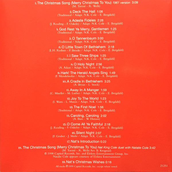 Nat King Cole : The Christmas Song (CD, Album, RE, RM)