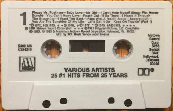Various : 25 #1 Hits From 25 Years (Cass, Comp, Club, Dol)