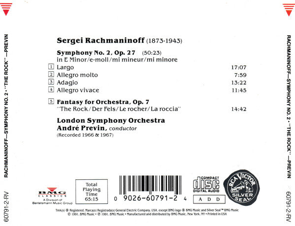 Sergei Vasilyevich Rachmaninoff, London Symphony Orchestra, André Previn : Symphony No. 2  / The Rock = Der Fels = La Roccia (CD, Album, RE)