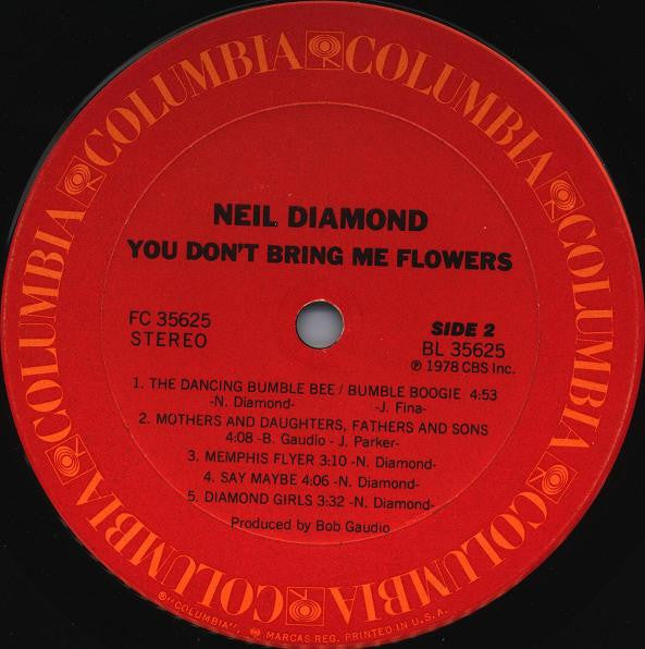 Neil Diamond : You Don't Bring Me Flowers (LP, Album, San)