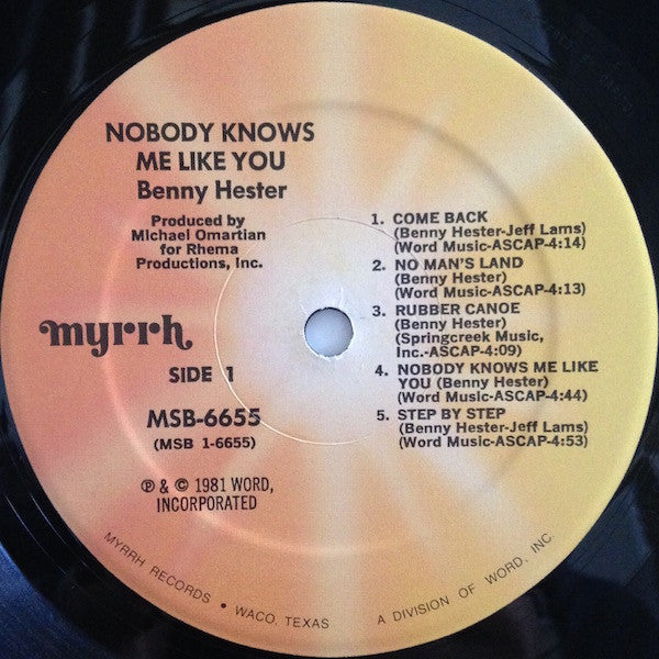 Benny Hester - Nobody Knows Me Like You (LP) (VG+) - Endless Media