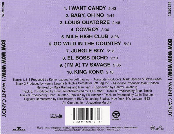 Bow Wow Wow : I Want Candy (CD, Album, RE, RM)