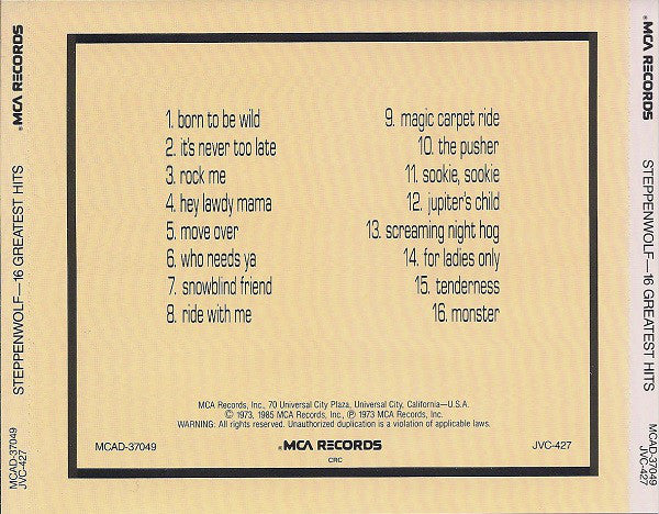 Steppenwolf : 16 Greatest Hits (CD, Comp, Club, RE, Col)