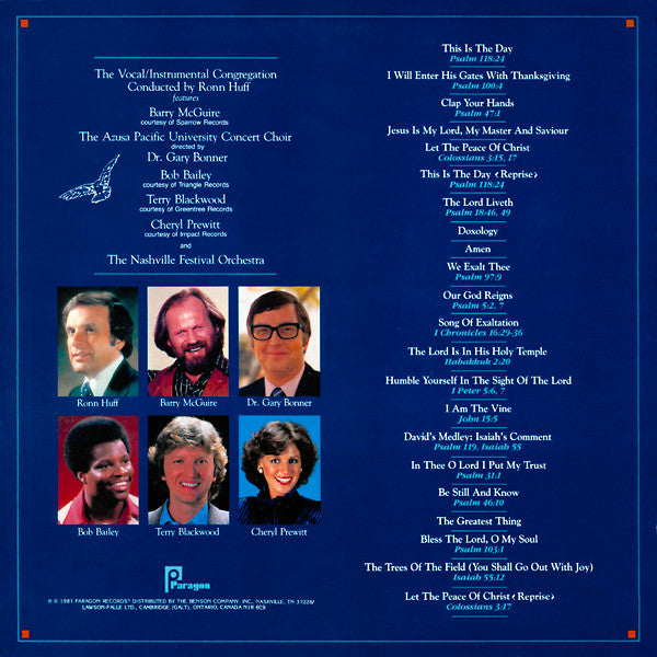 Ronn Huff, The Ronn Huff Vocal-Instrumental Congregation : Exaltation (A Scripture Song Experience Of Worship And Praise) (LP, Album)
