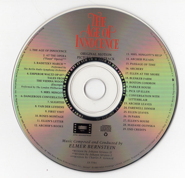 Elmer Bernstein : The Age Of Innocence (Original Motion Picture Soundtrack) (CD, Album)