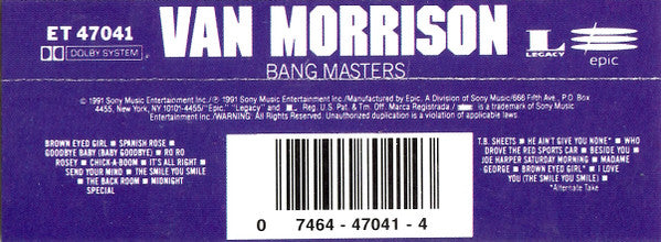 Van Morrison : The Bang Masters (Cass, Comp, Cle)