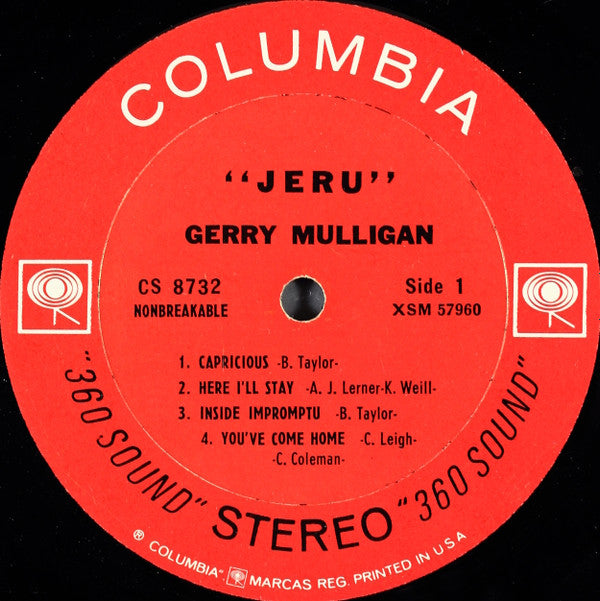 Gerry Mulligan : Jeru (LP, Album, Pit)