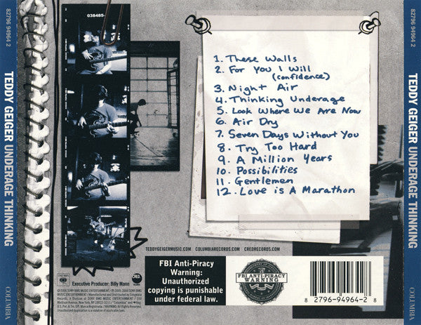 Teddy Geiger : Underage Thinking (CD, Album, DAD)