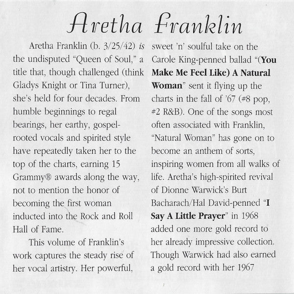 Aretha Franklin : A Natural Woman And Other Hits (CD, Comp, RM)