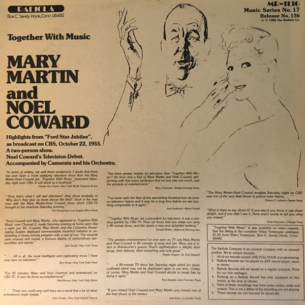 Noël Coward, Mary Martin : Together With Music: Mary Martin and Noel Coward (LP)