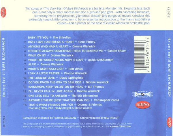 Burt Bacharach : The Very Best Of Burt Bacharach (CD, Comp, RE)