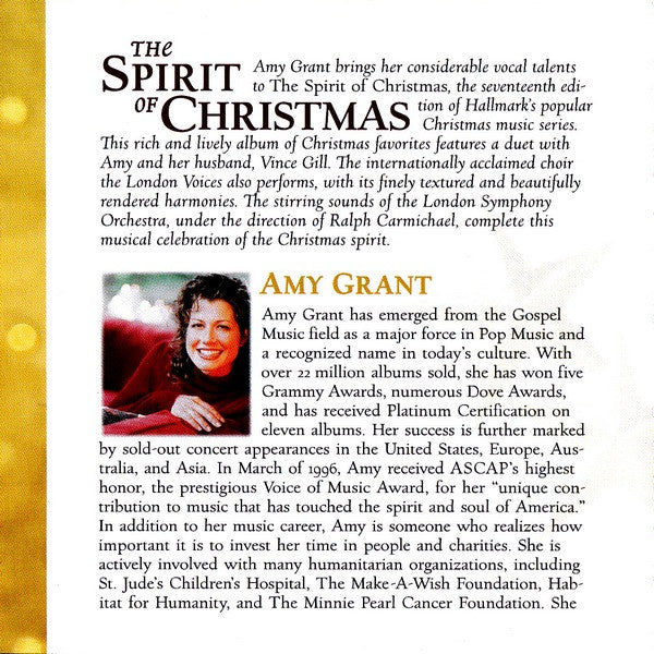 Amy Grant, London Voices And London Symphony Orchestra : The Spirit Of Christmas (CD, Album)
