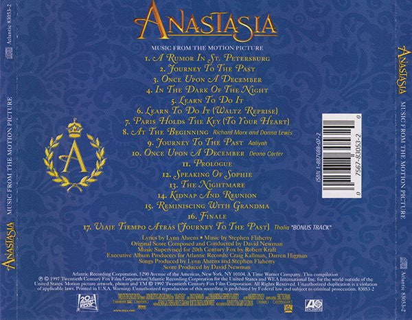 Lynn Ahrens, Stephen Flaherty, David Newman : Anastasia (Music From The Motion Picture) (CD, Album)