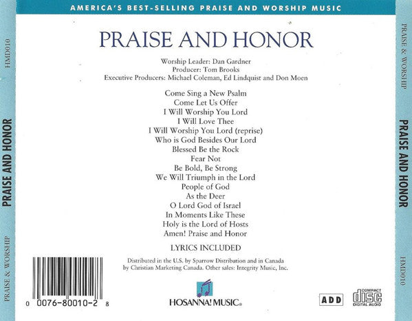 Dan Gardner : Praise And Honor (CD, Album)