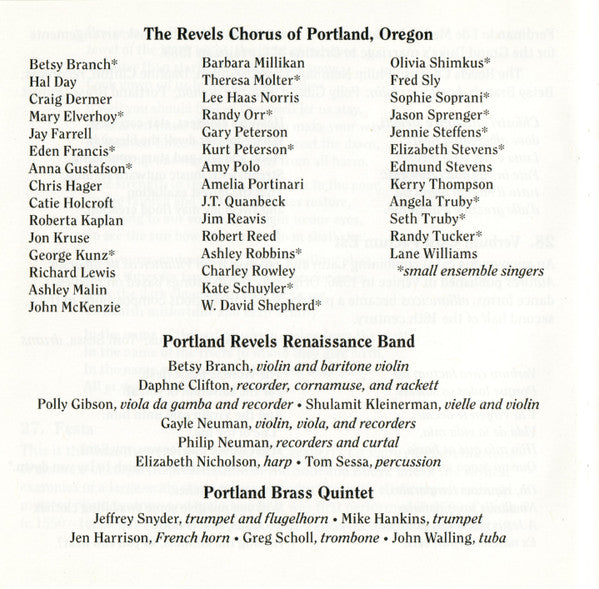 The Revels Chorus : Down Through The Winters: Music & Poetry In Celebration Of The Winter Solstice (CDr, Album)