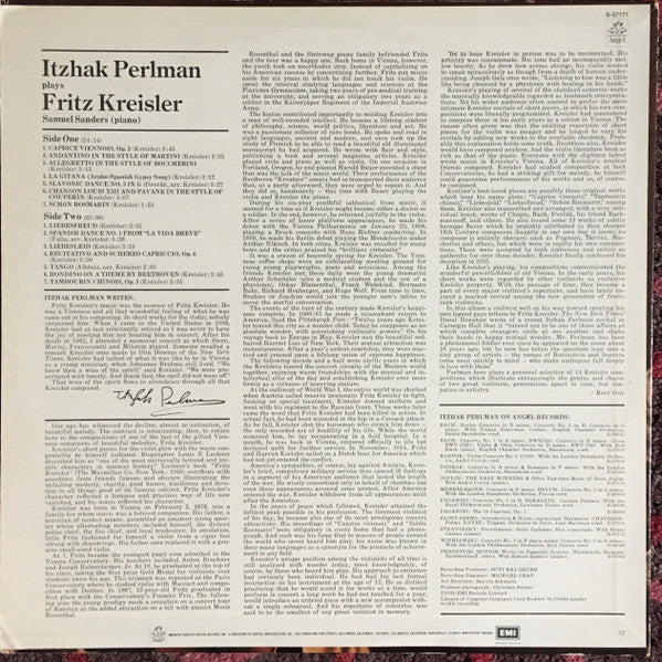 Itzhak Perlman : Plays Fritz Kreisler (LP, Album)