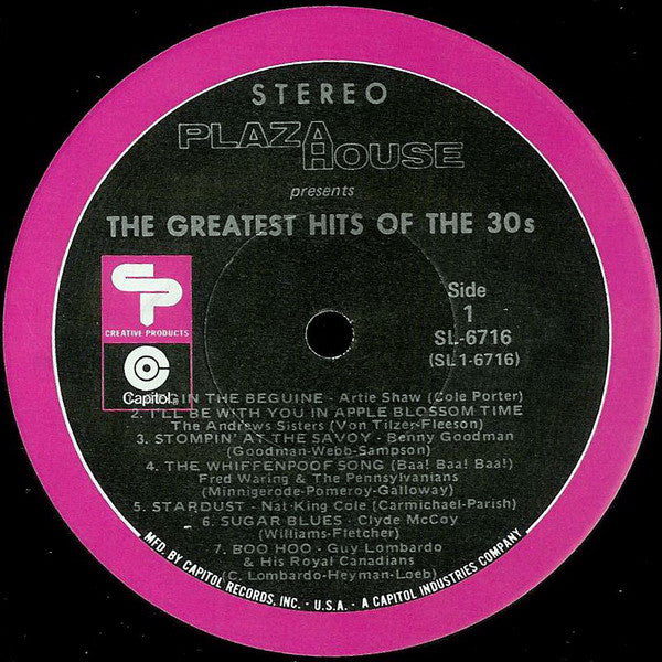 Various : Plaza House Presents The Greatest Hits Of The 30s (LP, Comp, Ltd)