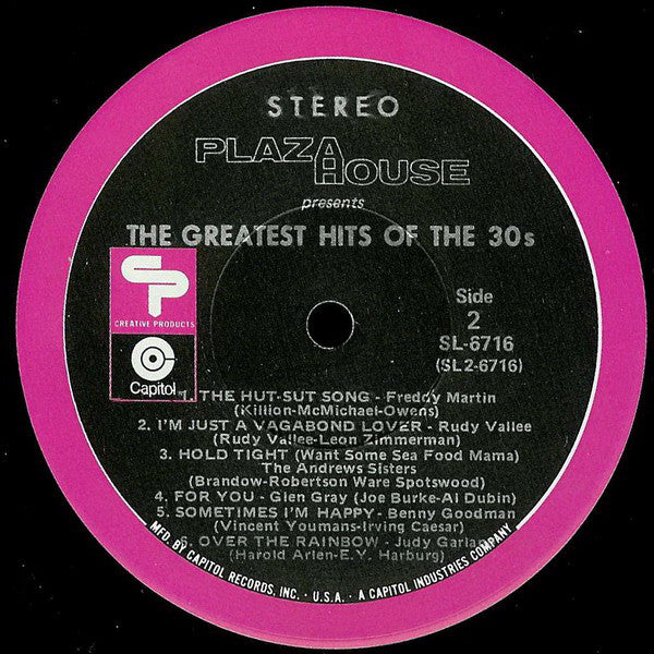 Various : Plaza House Presents The Greatest Hits Of The 30s (LP, Comp, Ltd)