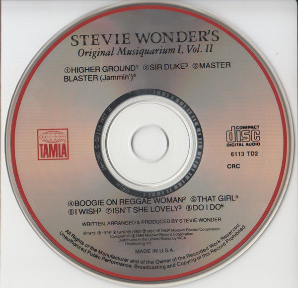 Stevie Wonder : Stevie Wonder's Original Musiquarium I, Volume II (CD, Comp, Club, RE)