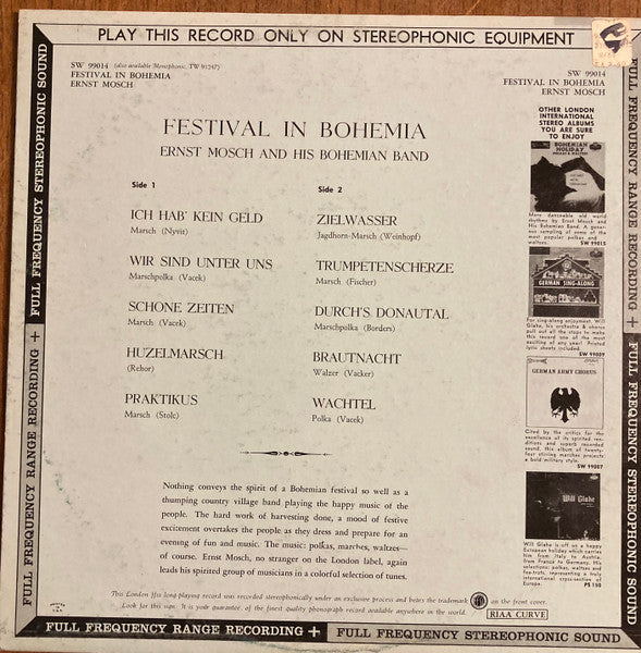 Ernst Mosch Und Seine Original Egerländer Musikanten : Festival In Bohemia (Happy Polkas, Waltzes And Marches) (LP)