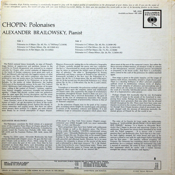 Alexander Brailowsky / Frédéric Chopin - Chopin Polonaises By Brailowsky (LP) (G) - Endless Media