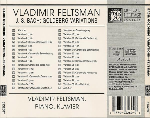 Vladimir Feltsman, Johann Sebastian Bach : Goldberg Variations (CD)