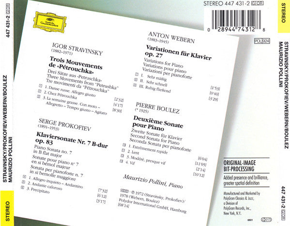 Igor Stravinsky, Sergei Prokofiev, Anton Webern, Pierre Boulez - Maurizio Pollini : Pétrouchka / Sonate No. 7 / Variationen Op. 27 / Sonate No. 2 (CD, Comp, RE, RM, PMD)