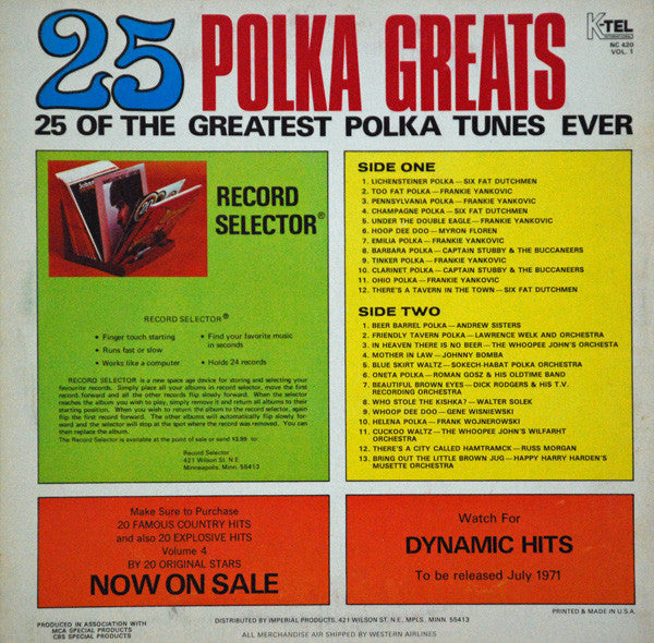 Various - 25 Polka Greats Vol. 1 (LP) (G+) - Endless Media