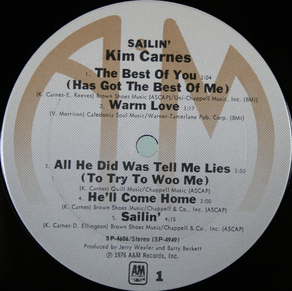 Kim Carnes : Sailin' (LP, Album, Mon)