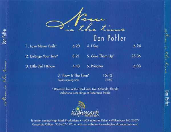 Don Potter :  Now Is The Time (CD, Album)