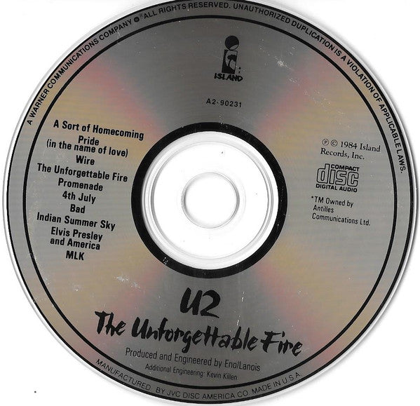 U2 : The Unforgettable Fire (CD, Album, Club, RE, JVC)