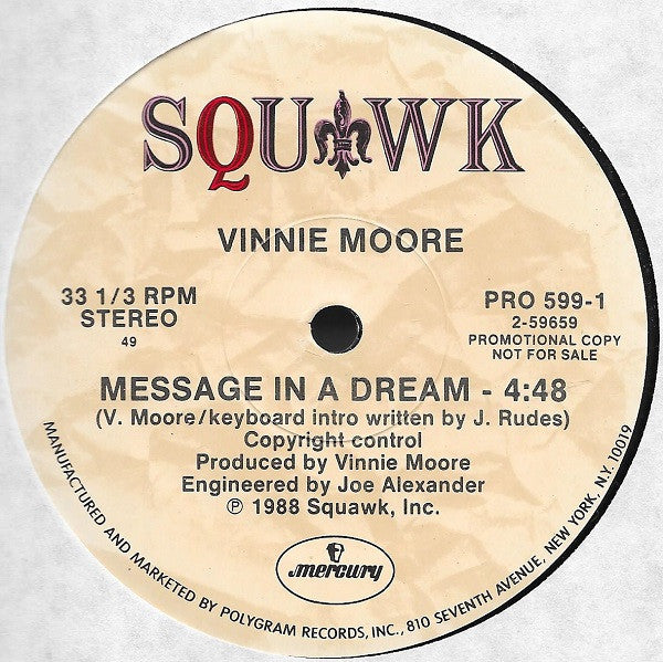 Vinnie Moore : Message In A Dream (12", Promo)