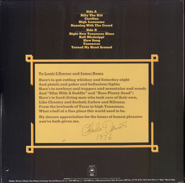 The Charlie Daniels Band : High Lonesome (LP, Album, RE, Pit)