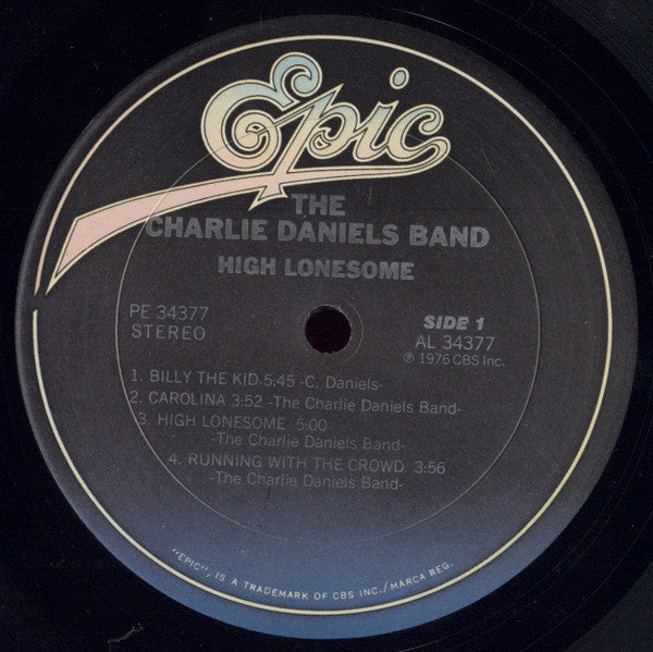 The Charlie Daniels Band : High Lonesome (LP, Album, RE, Pit)