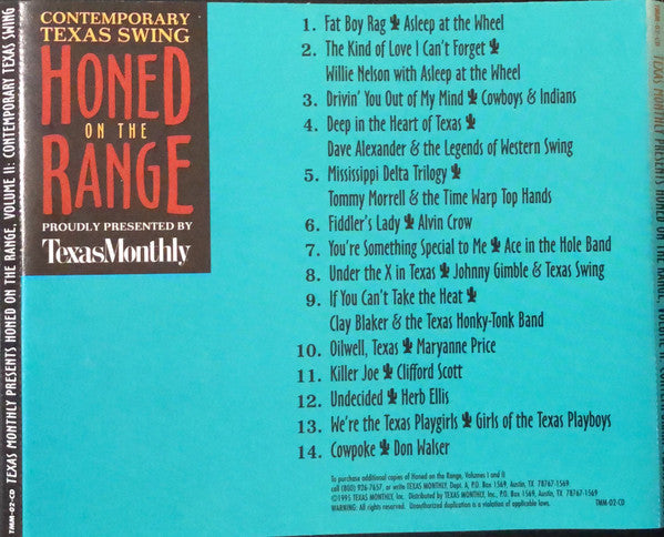 Various : Texas Monthly Presents Honed On The Range, Volume II: Contemporary Western Swing (CD, Comp)