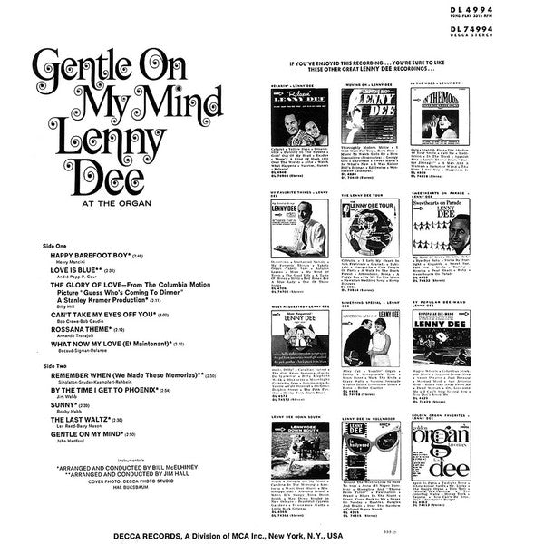 Lenny Dee  - Gentle On My Mind (LP) (VG+) - Endless Media