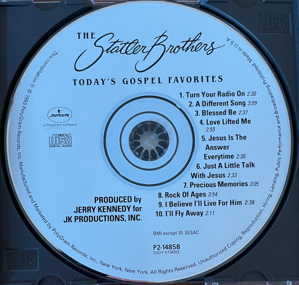 The Statler Brothers : Today's Gospel Favorites (CD, Comp, Club, RE, CRC)