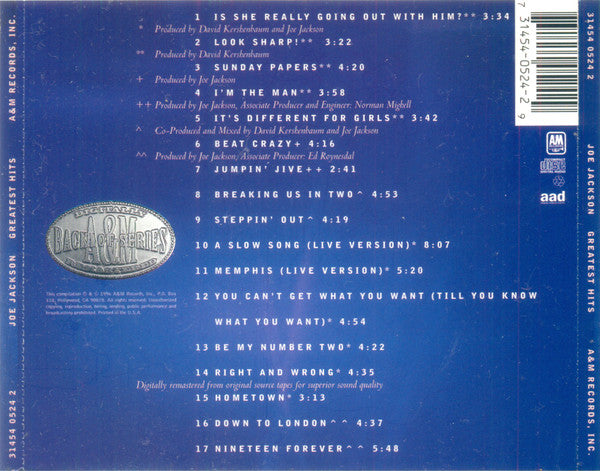 Joe Jackson : Greatest Hits (CD, Comp, RM, PMD)