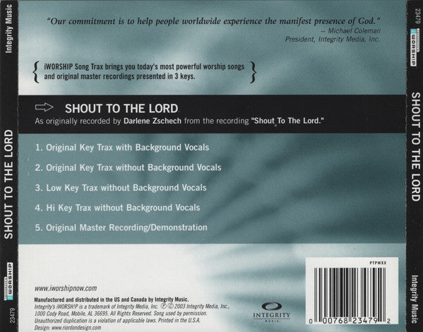 Darlene Zschech : Shout To The Lord (CD, Single, Acc)
