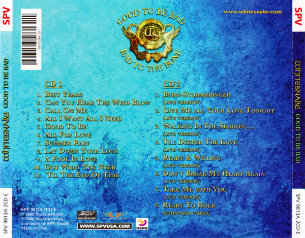 Whitesnake : Good To Be Bad (CD, Album + CD, Enh + Ltd, Sli)