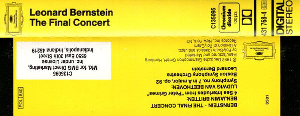 Leonard Bernstein, Ludwig van Beethoven, Benjamin Britten, Boston Symphony Orchestra : The Final Concert (Cass, Album, Club)