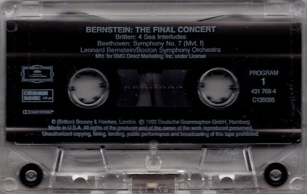 Leonard Bernstein, Ludwig van Beethoven, Benjamin Britten, Boston Symphony Orchestra : The Final Concert (Cass, Album, Club)