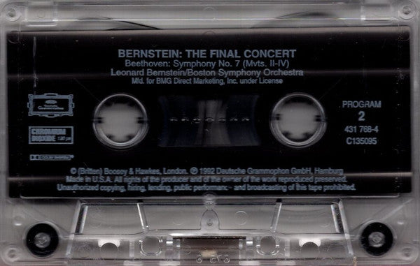 Leonard Bernstein, Ludwig van Beethoven, Benjamin Britten, Boston Symphony Orchestra : The Final Concert (Cass, Album, Club)