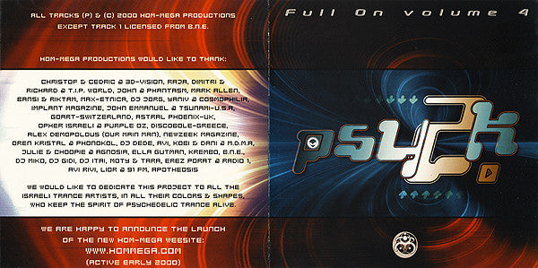 Various : Full On Volume 4 - Psy2K (CD, Comp, Mixed)