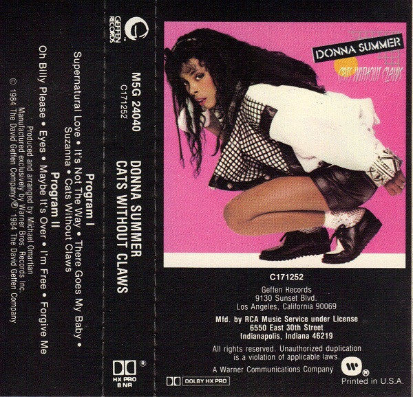 Donna Summer : Cats Without Claws (Cass, Album, Club)
