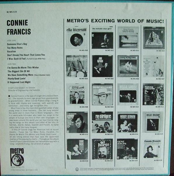 Connie Francis : Connie Francis (LP, Album)