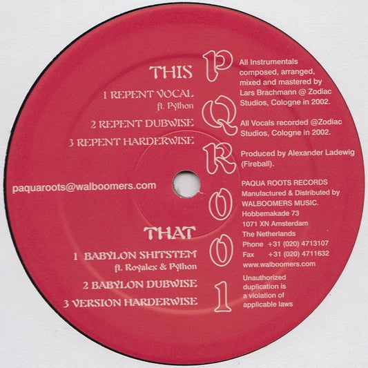 Sir Larsie I : Babylon Shitstem EP (12", EP)